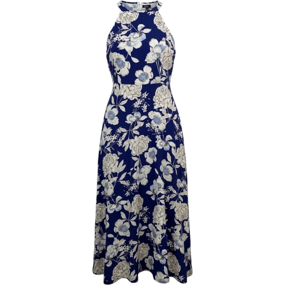 Anself Floral Halter Maxi Dress 5XL‎ Blue White